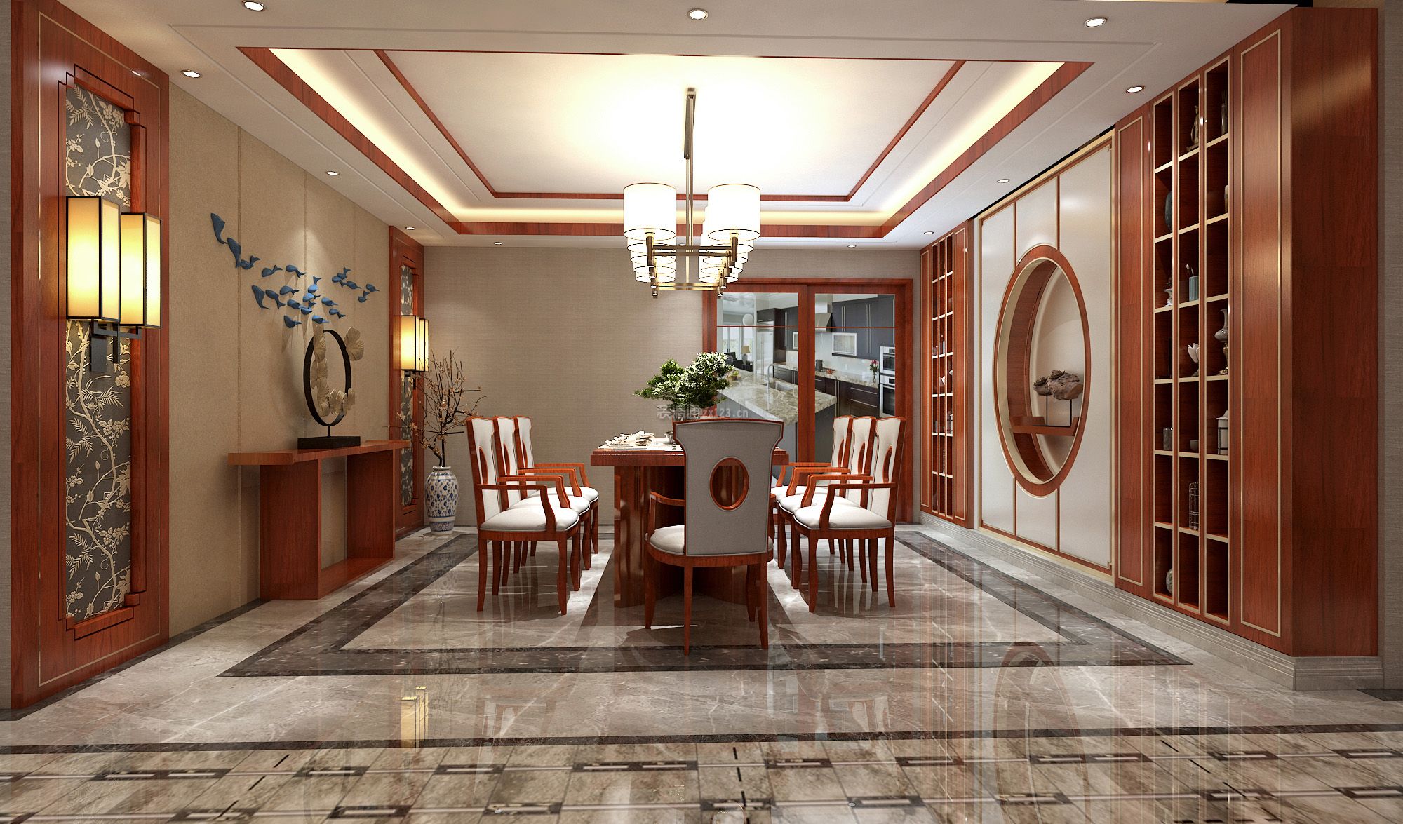 2020新中式风格餐厅创意背景墙装修效果图鉴赏
